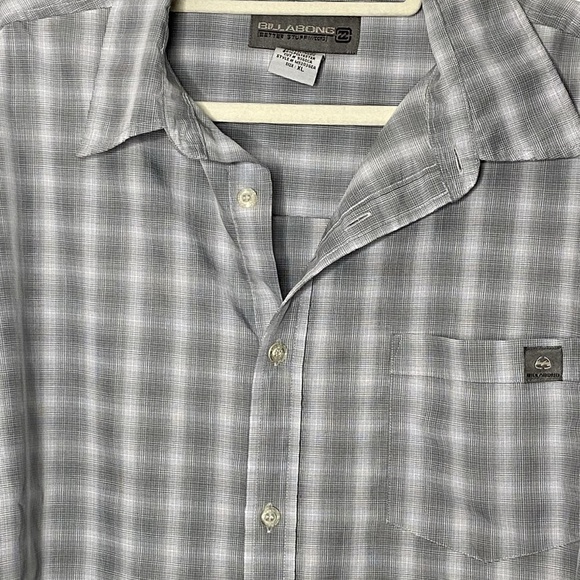Billabong Gray Gingham Plaid Long Sleeve Button Down Casual Shirt XL - Picture 6 of 11